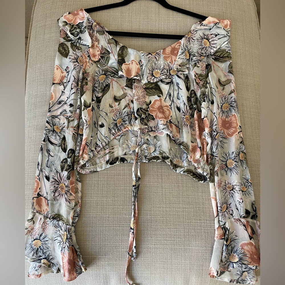 For Love & Lemons Silk Floral Blouse size xs